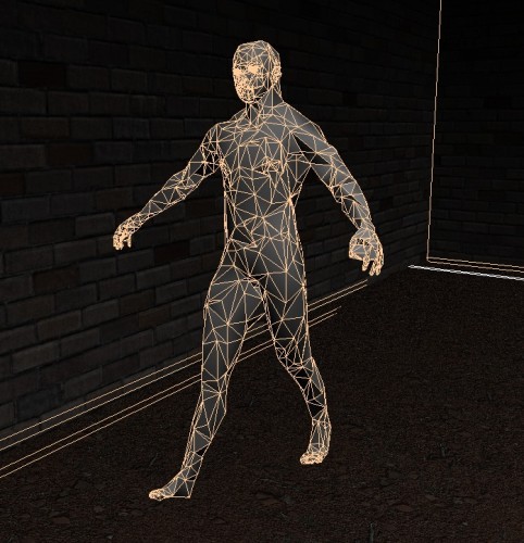 Block Man Wire Frame after Polygon Reduction.